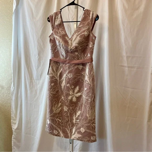 NWT Azazie "Zinnia" Bridesmaid Party Formal Embroidered Sequence Midi Dress Sz 6 - Picture 3 of 11